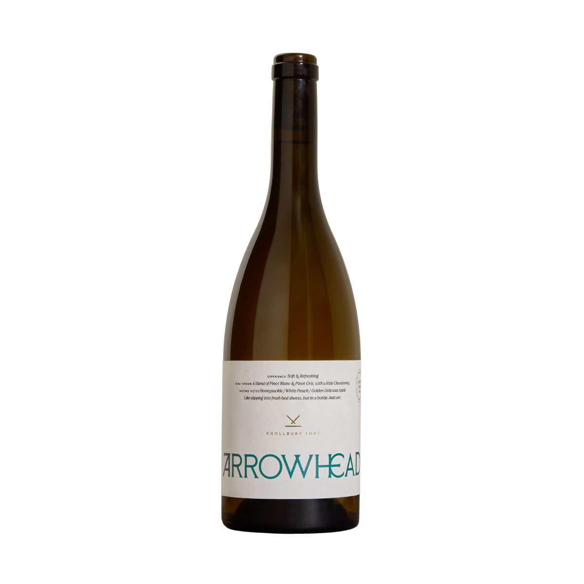 A bottle of Arrowhead Vineyard Pinot Grigio wine on a solid white background. The bottle is made of dark amber glass with a white label featuring the brand name 'ARROWHEAD VINEYARD' in teal and black text. hide pdp